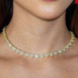 Elegant Gold and Silver Heart Choker /Necklace
